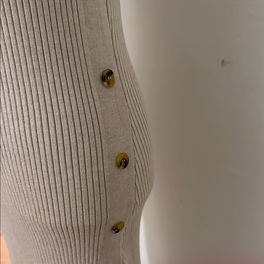 Pink Rose Cream Ribbed Midi Dress - Picture 2 of 5